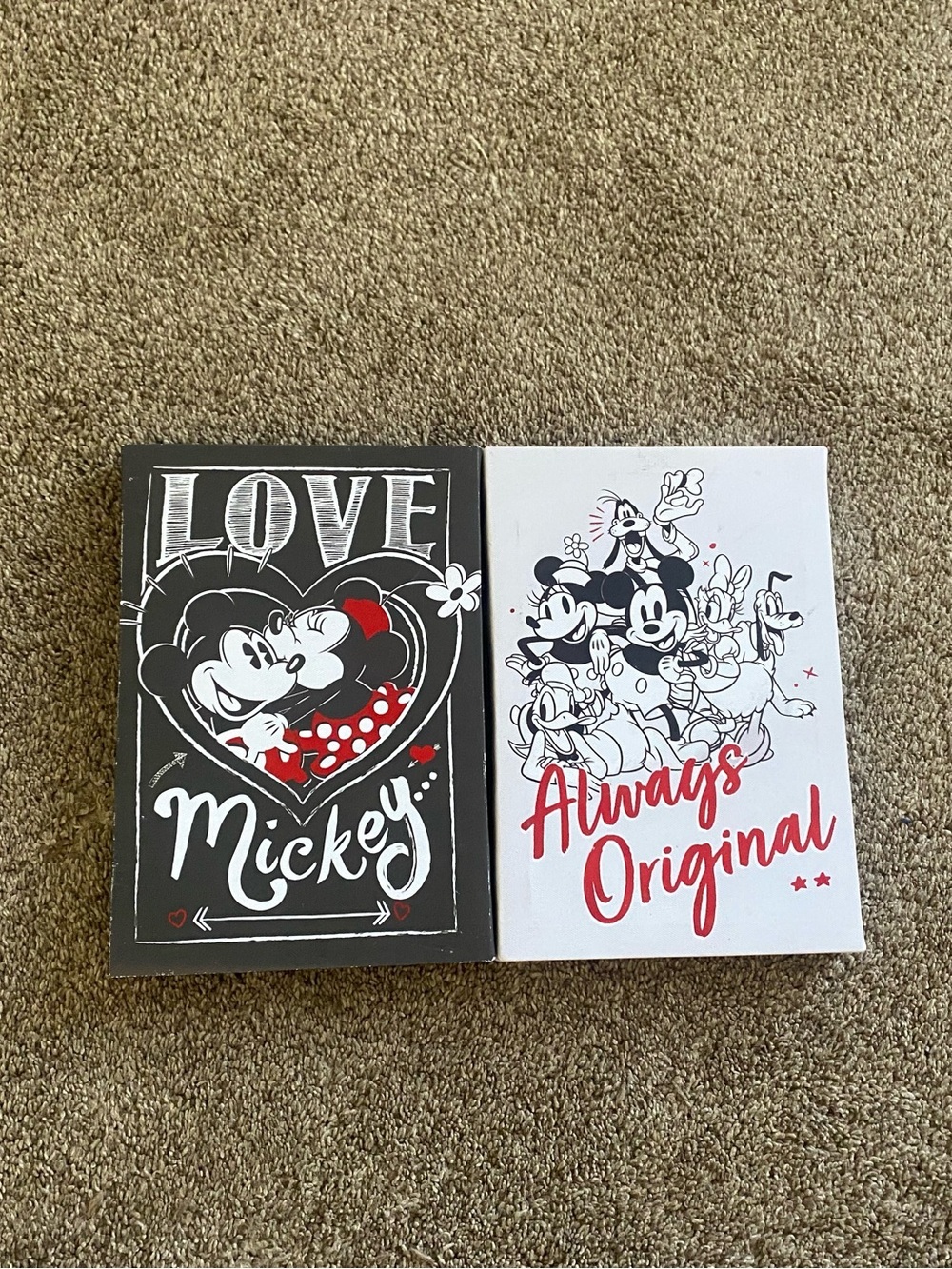 Disney Mickey Mouse Love & Always Original Art Canvases- Black, White, Red